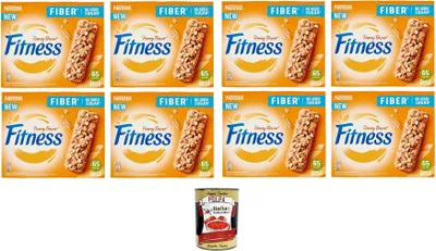 Produktbild von Nestle Fitness Müsliriegel mit Honiggeschmack, Vollkorn, Hafer, Quinoa und weißer Schokolade mit Honiggeschmack, 8x 80 g+ Italian Gourmet Polpa di Pomodoro 400g