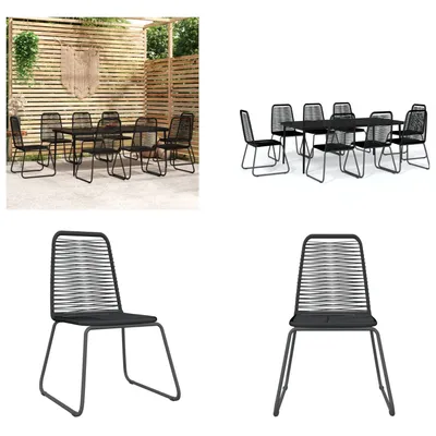 Produktbild von vidaXL 9 tlg. Garten Essgruppe Schwarz - Garten-Essgruppe - Garten-Essgruppen - Outdoor Essgruppe - Terrassen-Essgruppe