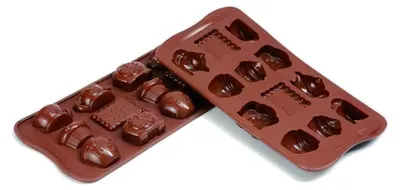 Productafbeelding van silikomart | SCG17 Siliconenmal voor chocoladebonbons "TEATIME", antiaanbaklaag, voor 12 bonbons, theema