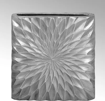 Immagine prodotto di Vaso Lambert Crisant in fusione di alluminio ovale grande zincato grafite H 27 cm, L 27 cm, P 6 cm 40866