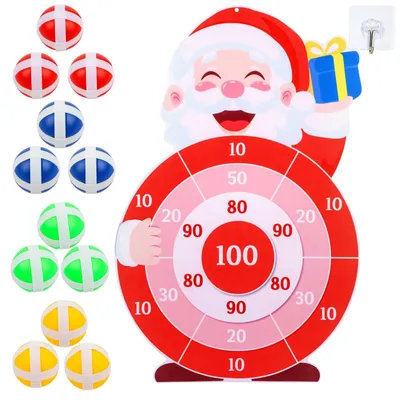 Weihnachts-Dartspiel aus Filz, 76 cm, 12 Bälle, für Kinder ab 3 Jahren