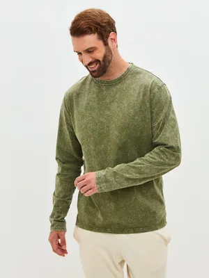 Immagine prodotto di Maglia a maniche lunghe da uomo - XL - Vintage Stonewash - 100% cotone - Stile comodo e casual