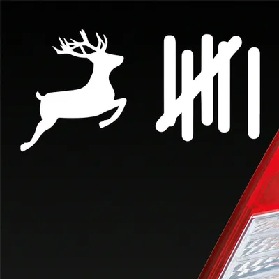 Produktbild von Auto Aufkleber Strichliste Tally List Hirsch Winter Deer 15x8 cm Weiss Glanz Sticker Heckscheibenaufkleber