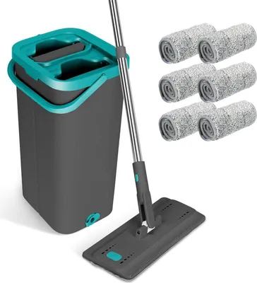 Produktbild von Mikrofaser Wischmopp Set mit Eimer und 6 Pads