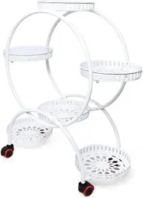 Image de Étagère à fleurs Porte-plantes 6 niveaux Blanc Escalier à fleurs Porte-plantes pour plantes et pots de fleurs pour jardin extérieur