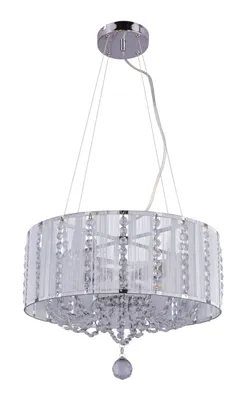 Produktbild von Globo Lighting Hängeleuchte Metall verchromt, Metallstäbe silber metallic, K5 Kristalle klar, Kabel PVC Transparent, ø: 400mm, H: 1300mm, exkl. 4x E14 40W 230V