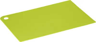 A green cutting board with a hole for hanging is shown on a white background.