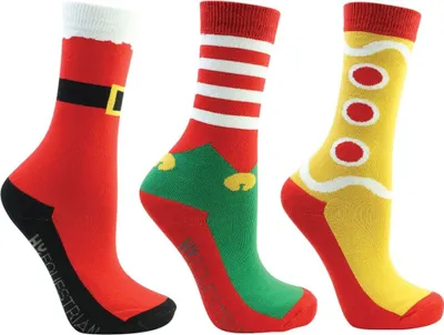 Produktbild von Hy - Dětské ponožky "Festive Feet" - vánoční design (3 balení) BZ5245 (31 EU - 37 EU) (červená/zelená/žlutá)