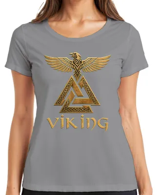 Obrázok produktu pre VIKING Tričko s motívom Valknut, Rabe, Odina, severskej mytológie, bojovníka, Valhally, sivé, veľkosť XL