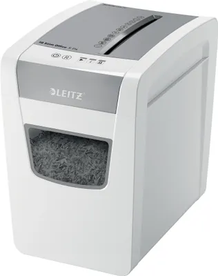 Obrázok produktu pre Leitz 8098-00-00 Skartovačka IQ Slim Office S P4 - Rezanie na častice, 12 listov, sivá/biela