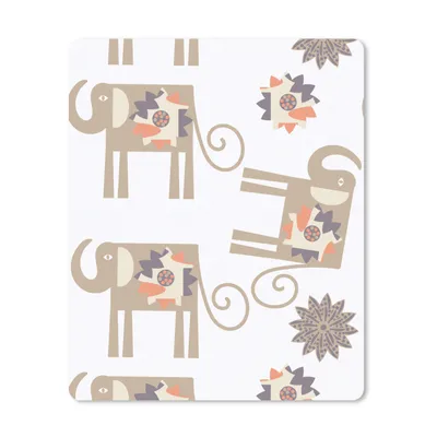 Produktbild von MuchoWow® Mauspad Mousepad Blumen - Elefant - Muster 19x23 cm - Mousepads - Maus Mat - Pad - Mausunterlage - Mauspads - Spielen
