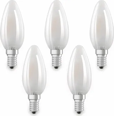 Produktbild von Osram LED Kerzenlampe Base Classic B40 E14 4W 5er Pack warmweiß, weiß matt
