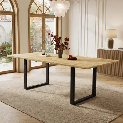 Produktbild von STILVORA Esstisch mit 3 Längen 140/180/220 cm und Metallbeinen, Ausziehtisch für 6-10 Personen, Küchentisch für Esszimmer und Küche, Naturholzfarbe