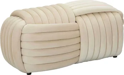 Immagine prodotto di Pouf di design moderno in velluto, intrecciato, 90x45x45cm, softy - crema