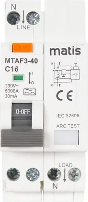 Produktbild von Matis Matis AFDD Brandschutzschalter 40A-30mA mit FI/LS – MTA 2F-63 Serie