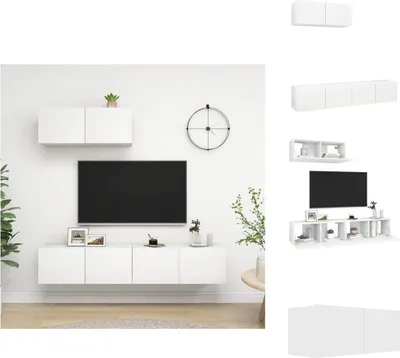 Obrázok produktu pre vidaXL TV skrinky 3 ks. Biely materiál na báze dreva - TV nábytok