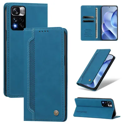 Produktbild von Handyhülle für Xiaomi Redmi Note 11 Pro+ 5G, Leder Wallet Klapphülle mit Standfunktion, Stoßfeste Schutzhülle Blau