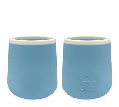 Image de Smikkels Silicone Gobelet pour enfants Set de 2 Gobelets d'exercice ouverts Bleu
