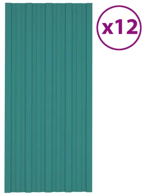 Image de Panneaux de toiture vidaXL, 12 pièces, vert, 100 x 45 cm, acier galvanisé
