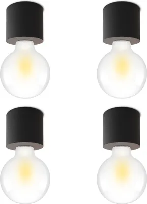 Produktbild von SSC-LUXon 4 Stück NAMBI Deckenleuchte flach rund mit E27 Fassung - Aufbauleuchte Lampenfassung E27 schwarz matt ohne Leuchtmittel