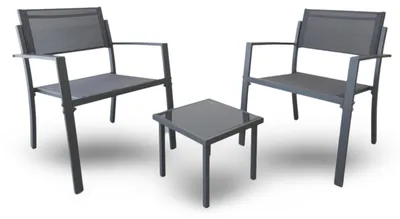 Immagine prodotto di Set da balcone 3 pezzi: sedie e tavolino in vetro – Set di mobili da giardino, terrazza e balcone – Nuovo