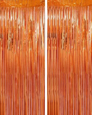 Produktbild von 2 Stück Lametta Orange Vorhang 1mx2.5m, Glitzer Hintergrund Dekoration Folien