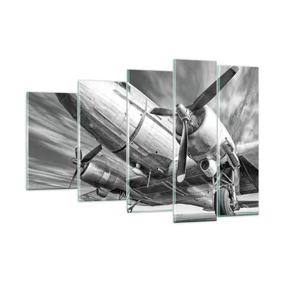 Produktbild von Bilder auf glas - 5 Teile - Flugzeug Retro Flugzeug - 150x100cm - Glasbilder - Wandbilder - Bilder - zum Aufhängen bereit - Wanddekoration aus Glas - Glas Bilder - Wandbild auf Glas - GEG150x100-4952