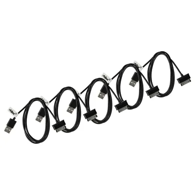 Produktbild von vhbw 5x USB-Kabel kompatibel mit Samsung Galaxy Tab 2 7.0 Wifi 3G 16GB, 7.0, 2 7.0, 2 10.1 Wlan 3G Tablet - Datenkabel 2in1 Ladekabel, 9,7cm Schwarz