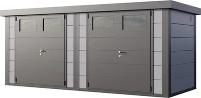 Produktbild von Telluria Metallgerätehaus Duo 2721 Zweiraum-Gartenhaus lichtgrau