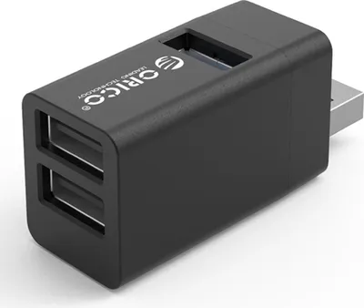 Imagen del producto de Hub USB Orico MINI-U32L-BK-BP con 3 puertos USB-A 3.0 y 2.0, fabricado en aluminio