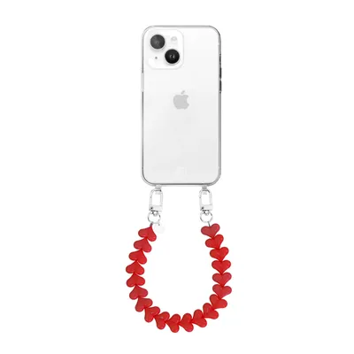 Produktbild von Funky Hearts (Red) Transparant Cord Hülle  - Kompatibel mit iPhone 14 Plus