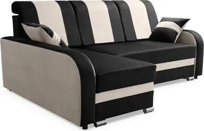 Produktbild von Robin BARI Ecksofa mit Schlaffunktion, Sofa mit Schlaffunktion, Schlafsofa mit Bettkasten und Kissen, Freistehende Eckcouch in L-Form (Beige)