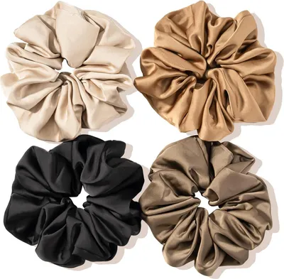 Image de Lolalet Élastiques en satin de soie pour cheveux pour femmes, Élastique, 4 couleurs