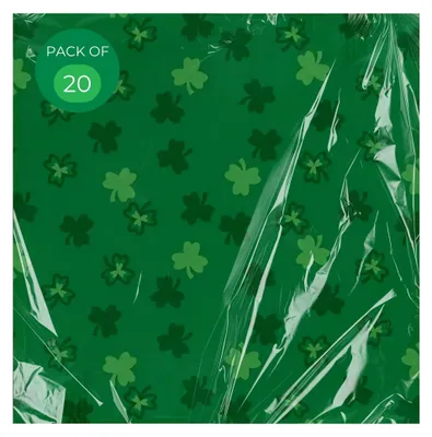 3-lagige St. Patrick's Day Servietten, 20 Stück, 33x33 cm, Kleeblatt-Motiv