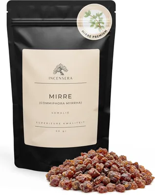 Zdjęcie produktu dla Myrra Żywica 50 g, Naturalna Żywica Drzewna, Do Palenia, Medytacji, Rytuałów