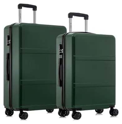 Produktbild von Reisekoffer Set mit Hartschale, Handgepäck und 4 Rollen, Dunkelgrün (2-teilig, L&XL)