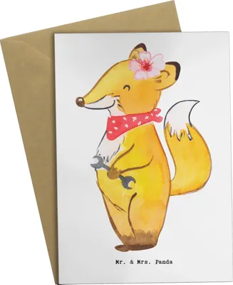 Produktbild von Mr. & Mrs. Panda valentinstagskarte Kfz-Mechatronikerin Herz - Weiß - Geschenk, weihnachtskarten, Werkstatt, Gesellenprüfung, babykarte, Meisterin, osterkarte, Ausbildung