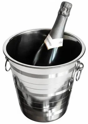 Champagnerkühler aus Edelstahl, 22 cm, mit Griffen, silber
