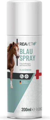 Produktbild von REAVET Wundspray, Blauspray für Pferde 200ml - Desinfektion für Pferdestall & Reitzubehör, Desinfektionsspray zur Flächendesinfektion, Hautpflege, Wundpflege für Tiere