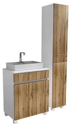 Zdjęcie produktu dla komoda pod umywalkę 60cm + słupek łazienkowy 30+s / 90cm dąb wotan