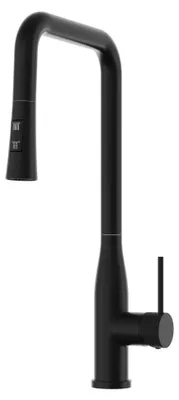 Immagine prodotto di Granitan - Miscelatore cucina - Rubinetto cucina altezza 46 cm - Miscelatore lavello nero - VECTOR