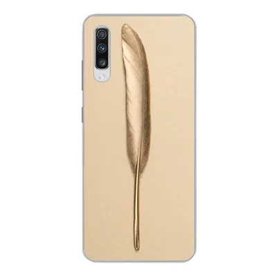 Produktbild von MuchoWow® Handyhülle Schutzhülle Hülle für Samsung Galaxy A70 Gold bemalte Feder auf einem goldenen Hintergrund Silikon Softcase Handy Hülle - Schutzhaube