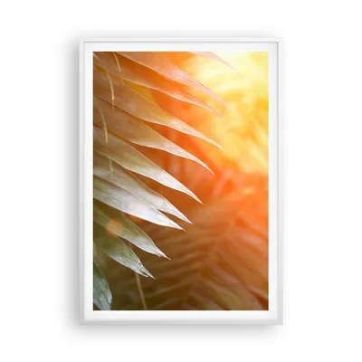 Produktbild von Gerahmtes Poster - Weißer Rahmen - Exotisch Blätter Dämmerung - 70x100 cm - Wand Bild - Wanddeko - Wandbilder - Kunstposter - Wandposter - Bilderrahmen - Bilder - Kunstdruck - P2WPA70x100-4807