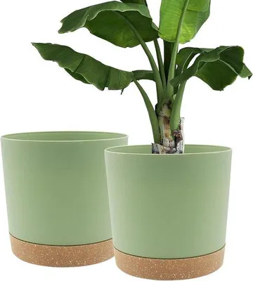 Immagine prodotto di Set di 2 fioriere - fioriere da 12 pollici con fori di drenaggio - decorazione moderna per interni ed esterni - verde 12 pollici