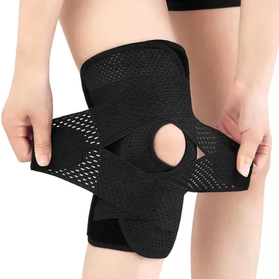 Produktbild von Kniebandage mit Patella Gel Pads, XL, verstellbarer Klettverschluss, für Sport