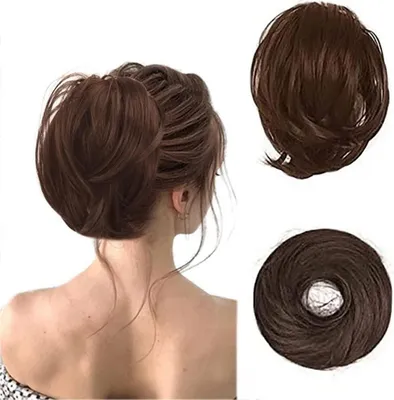 Image de Postiche Nœud de Cheveux Queue de Cheval Extensions synthétiques Brun moyen 20cm