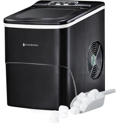 Produktbild von KitchenBrothers - 2L - Eiswürfelmaschine - 12kg/24 Std. - Eisschaufel – Eiswürfelbereiter - Selbstreinigungsfunktion - Schwarz