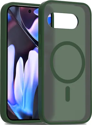 Image de Étui magnétique pour Google Pixel 9A, compatible MagSafe, dos translucide mat, résistant aux chocs Vert