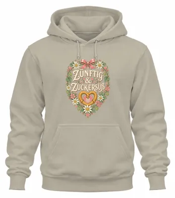 Produktbild von Zünftig & Zuckersüß Trachtenshirt Lederhose Hoodie Kapuzenpullover, Natur, XXL