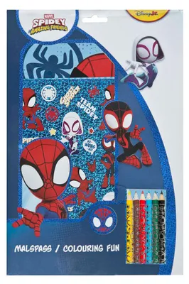 Produktbild von Spidey-Malbuch mit Buntstiften und Aufklebern